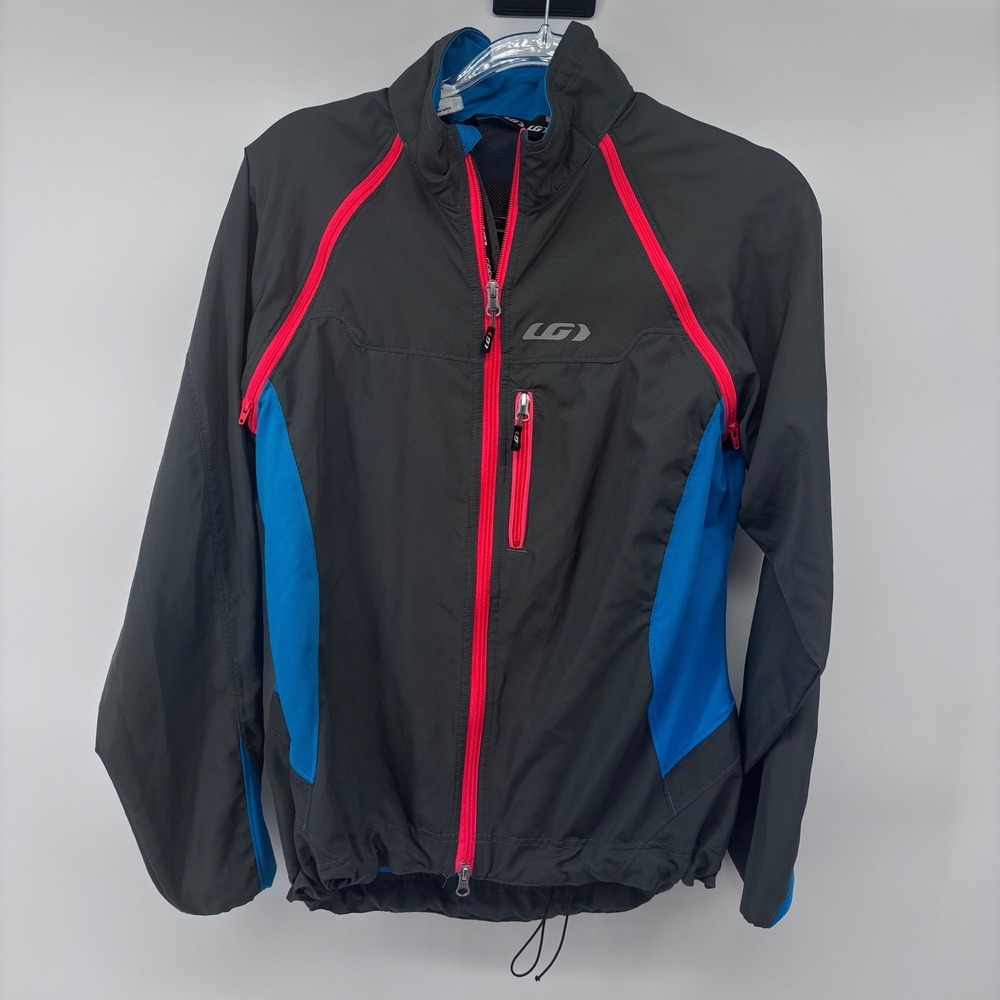 Garneau LG‎ Womens Cycling Jacket Lightweight Running Gray Pink Blue L/G